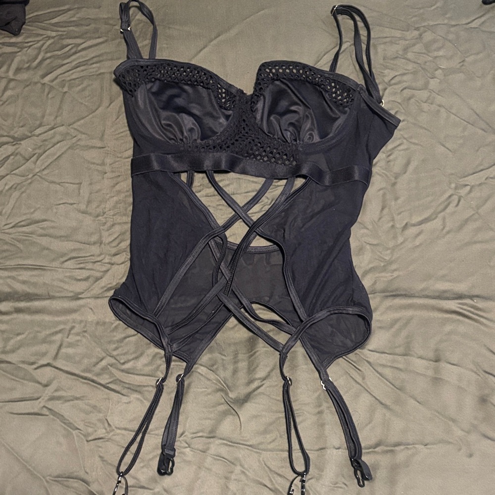Garage Black Lace-Up Bodysuit